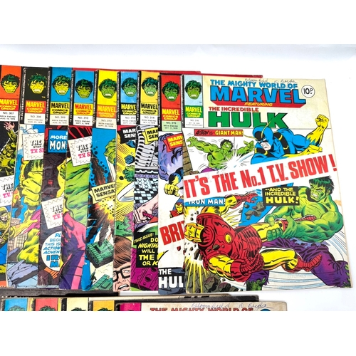 142 - A group of 30 1970's The Mighty World of Marvel featuring Incredible Hulk Issues 273, 298, 299, 300,... 