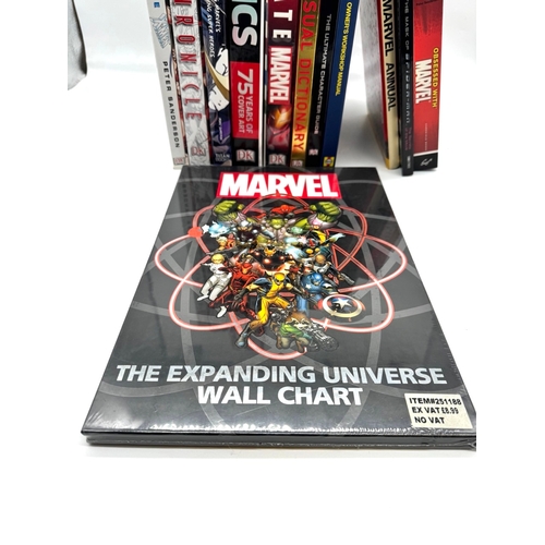 146A - A group of marvel Hardback books some still sealed including The expanding universe wall chart