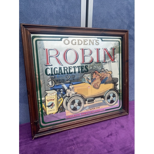Framed Ogdens Robin Cigarettes advertising mirror