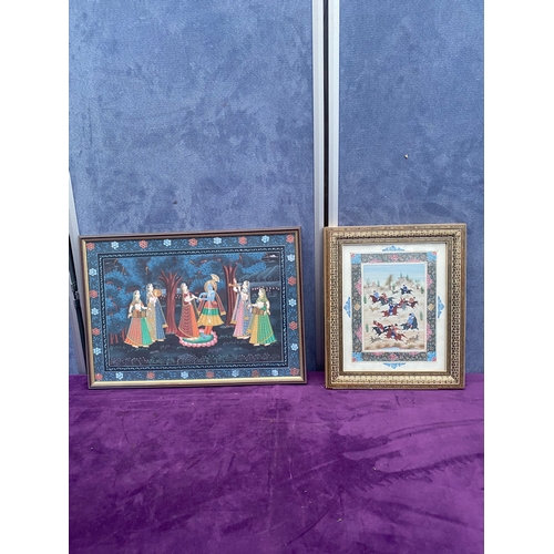 693 - Framed Persian and Hindu artworks