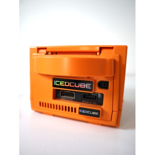 63 - Nintendo Cube Orange Uprated Iced Cube case + poer cable and Two games Madden 2005 & FIFA Football 2... 