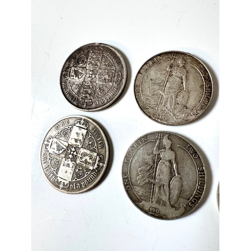 85 - Queen Victoria, Edward V11 & George VI Silver Florins / Two Shillings