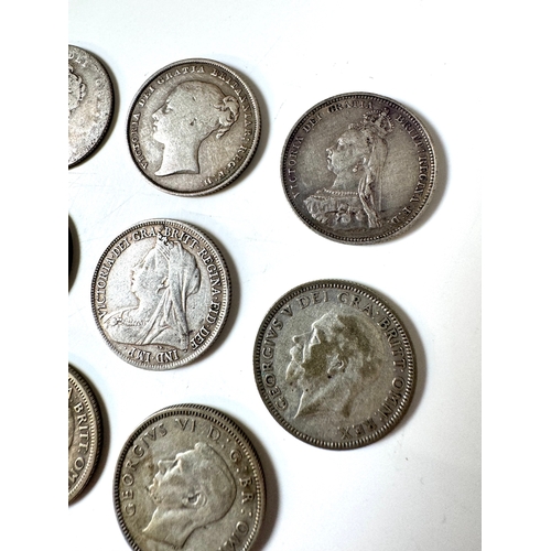 86 - George IV, Queen Victoria, George V, George VI Silver Shillings