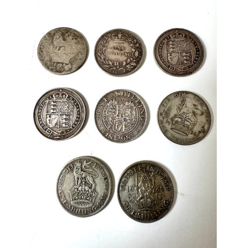 86 - George IV, Queen Victoria, George V, George VI Silver Shillings