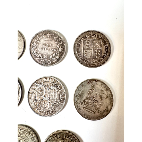 86 - George IV, Queen Victoria, George V, George VI Silver Shillings