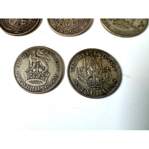 86 - George IV, Queen Victoria, George V, George VI Silver Shillings