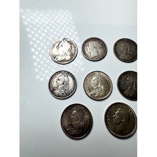 87 - 1745 George II, 1883, 189 (2), 1887 (3) Victoria, 1937 George VI Silver Six Pence