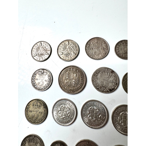 88 - A group of Queen Victoria to George VI Silver Three pence's