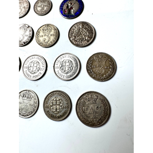 88 - A group of Queen Victoria to George VI Silver Three pence's