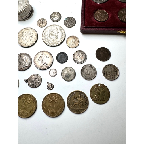 89 - A group of Silver / Nickle / Brass world coins 19th-20th century` including Silver Ancient Roman Den... 