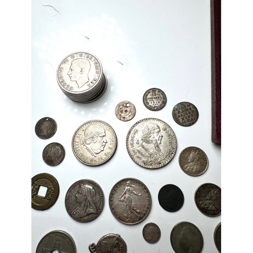 89 - A group of Silver / Nickle / Brass world coins 19th-20th century` including Silver Ancient Roman Den... 