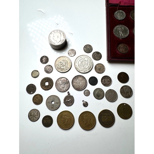 89 - A group of Silver / Nickle / Brass world coins 19th-20th century` including Silver Ancient Roman Den... 