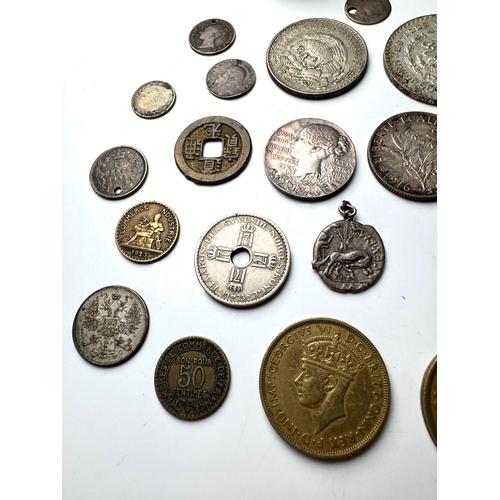 89 - A group of Silver / Nickle / Brass world coins 19th-20th century` including Silver Ancient Roman Den... 