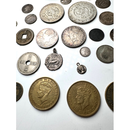 89 - A group of Silver / Nickle / Brass world coins 19th-20th century` including Silver Ancient Roman Den... 