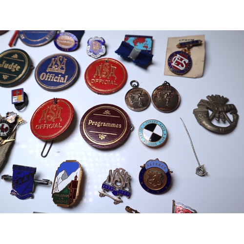 93 - Large collection of Roller & Ice Skating early to mid 20th century enamel pin badges + other collect... 