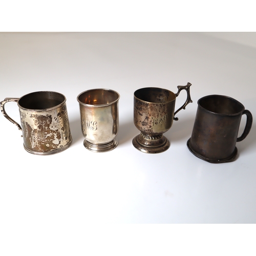 100 - Early 20th century Sterling Silver Tankards + one white metal and EPNS - Known Silver weight 171g