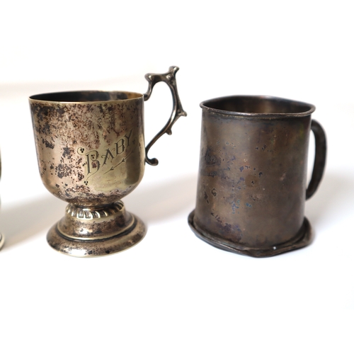 100 - Early 20th century Sterling Silver Tankards + one white metal and EPNS - Known Silver weight 171g