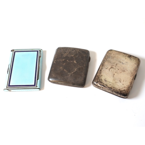 102 - Early 20th Century Cigarette Cases including enamelled case (unknown silver markings) + two Sterling... 