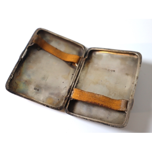 102 - Early 20th Century Cigarette Cases including enamelled case (unknown silver markings) + two Sterling... 