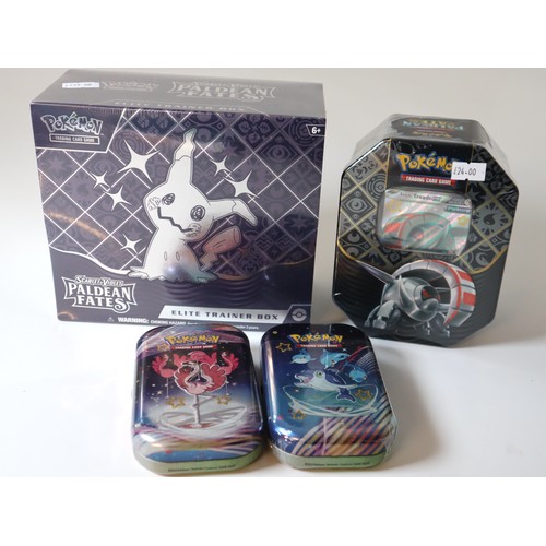 43 - Pokemon TCG - Paldean Fates Elite Trainer Box, 2 x Mini Tins + Iron Tread EX Tin includes 4 booster ... 