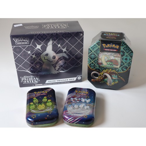 44 - Pokemon TCG - Paldean Fates Elite Trainer Box, 2 x Mini Tins + Great Tusk EX Tin includes 4 booster ... 