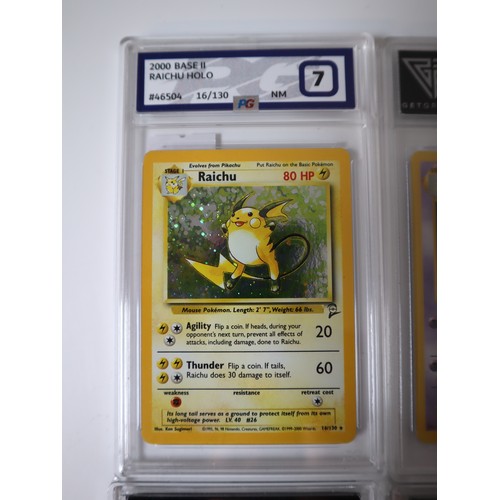 55 - Pokemon TCG : Four Graded Cards 1st Edition Shadowless Machop 33/102 Base Set, Shadowless Kadabra 32... 