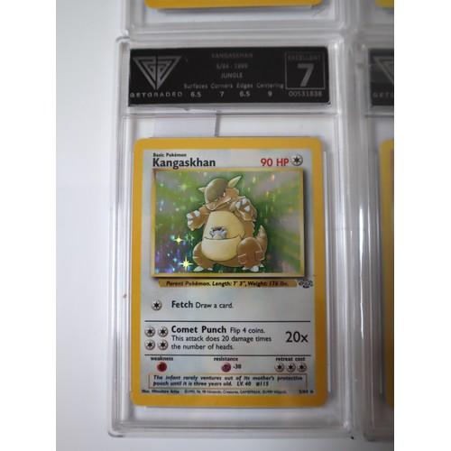 55 - Pokemon TCG : Four Graded Cards 1st Edition Shadowless Machop 33/102 Base Set, Shadowless Kadabra 32... 