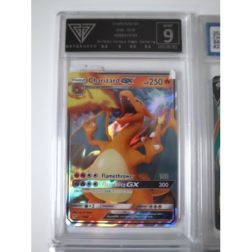 56 - Pokemon TCG : Four Graded Charizard Cards Radiant Charizard 011/078 Crown Zenith, Charizard V Brilli... 