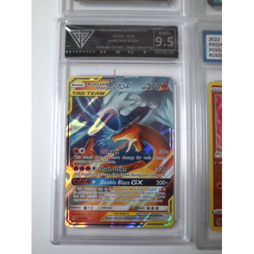 56 - Pokemon TCG : Four Graded Charizard Cards Radiant Charizard 011/078 Crown Zenith, Charizard V Brilli... 