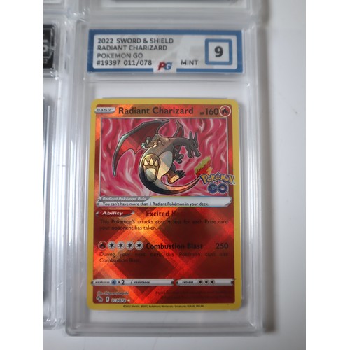 56 - Pokemon TCG : Four Graded Charizard Cards Radiant Charizard 011/078 Crown Zenith, Charizard V Brilli... 