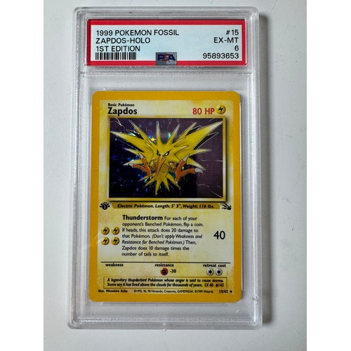 58 - Pokemon TCG - PSA Graded 1st Edition Zapdos Holo Fossil 15/62 PSA 6