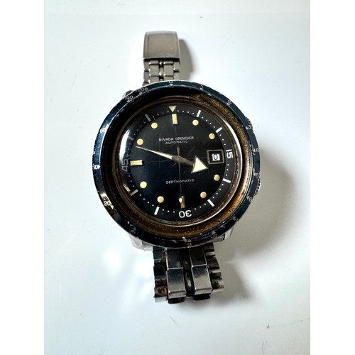 110 - Vintage 1960s Nivada Grenchen Automatic Depthomatic Gents Divers Watch - Black Dial 43 mm diameter (... 