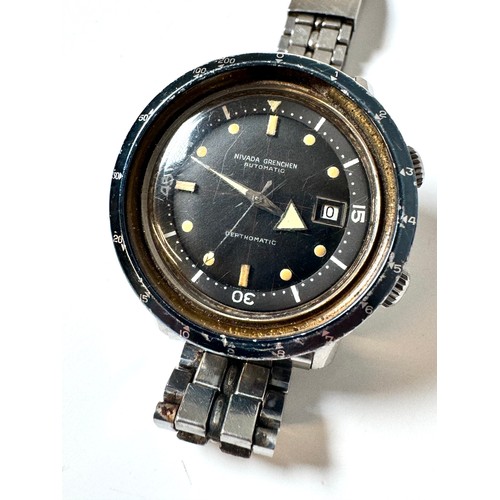 110 - Vintage 1960s Nivada Grenchen Automatic Depthomatic Gents Divers Watch - Black Dial 43 mm diameter (... 