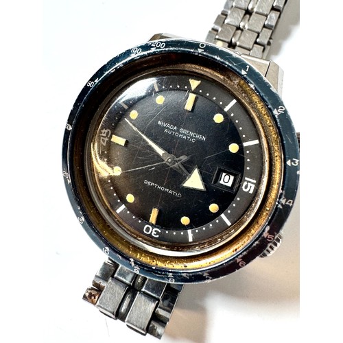 110 - Vintage 1960s Nivada Grenchen Automatic Depthomatic Gents Divers Watch - Black Dial 43 mm diameter (... 