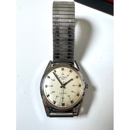 113 - Vintage 1960's Gents Rotary Incabloc 24 Hour Watch with stainless steel strap 36mm + Boxed Sekonda 1... 