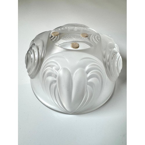 115 - Lalique Glass Bowl Swirling 4 petal frosted art glass signed 15cm x 7.5cm