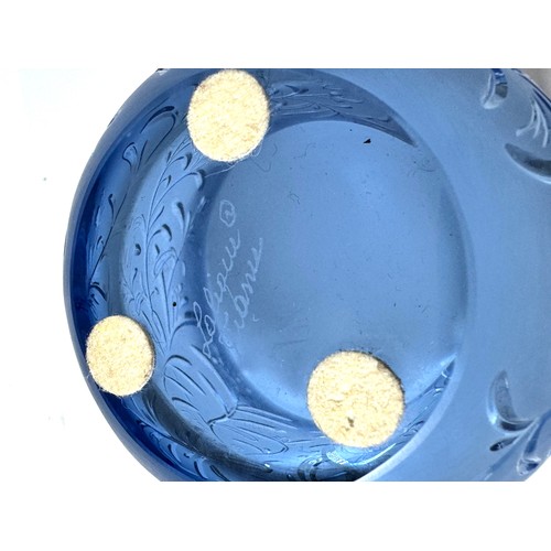 116 - Lalique Crystal Lavender Blue Rosemary Bowl 9.5cm x 7.5cm - Signed + label