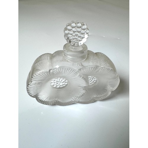 117 - Lalique Crystal Perfume Bottle Double Daisy 9cm x 9cm Signed