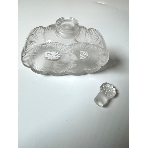 117 - Lalique Crystal Perfume Bottle Double Daisy 9cm x 9cm Signed