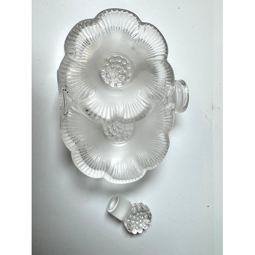 117 - Lalique Crystal Perfume Bottle Double Daisy 9cm x 9cm Signed