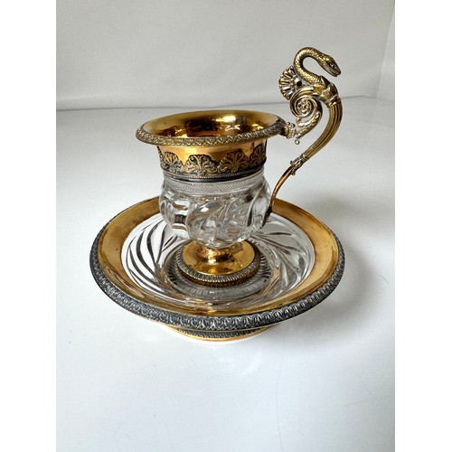 118 - 19th Century French Gilded Silver and Rock Crystal Cup & Saucer dated 1819-1838 Paris believed to be... 