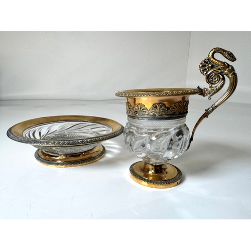 118 - 19th Century French Gilded Silver and Rock Crystal Cup & Saucer dated 1819-1838 Paris believed to be... 