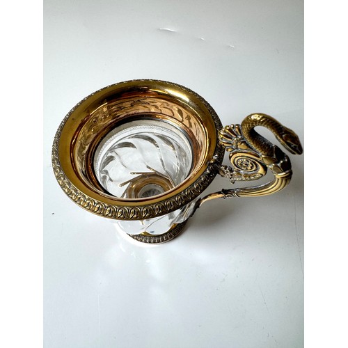 118 - 19th Century French Gilded Silver and Rock Crystal Cup & Saucer dated 1819-1838 Paris believed to be... 