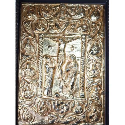 7 - Religious Icon Collectables - Gold Plated bronze icon, replica of a gospel cover dedicated to the Ch... 