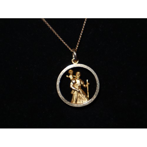 12 - 9ct yellow gold St Christopher Pendant and gold chain - 6.7g