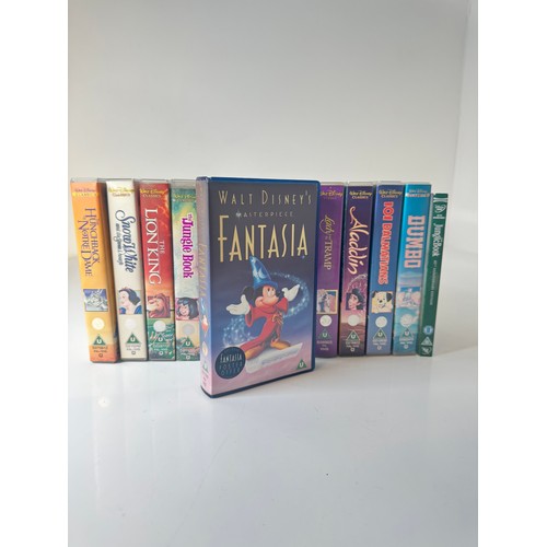 89 - 12 X Disney VHS Video Tapes including Masterpiece Fantasia + Jungle Book DVD