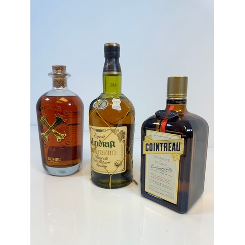 167 - Three bottles - Bumbu Rum, Klipdrift Premium Brandy + Cointreau