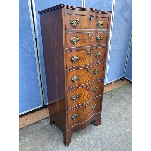 512 - Antique serpentine 6 drawer tall boy