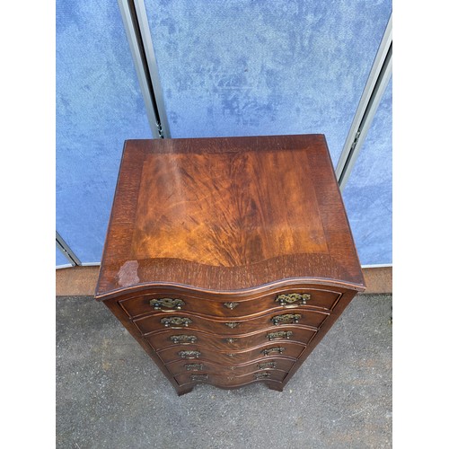 512 - Antique serpentine 6 drawer tall boy