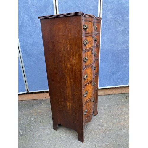 512 - Antique serpentine 6 drawer tall boy